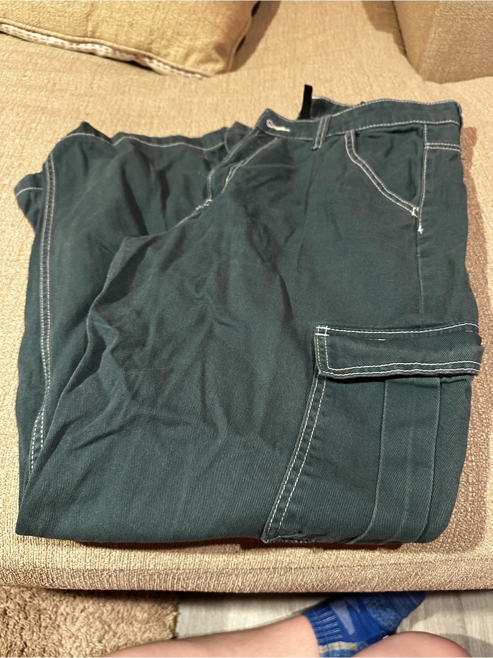 womens's Dark Teal Cargo Jeans - Unbranded